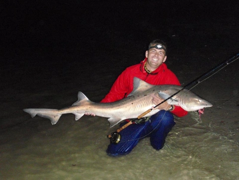 Jacques with a Black spot gully shark Jacques with a Black spot gully shark